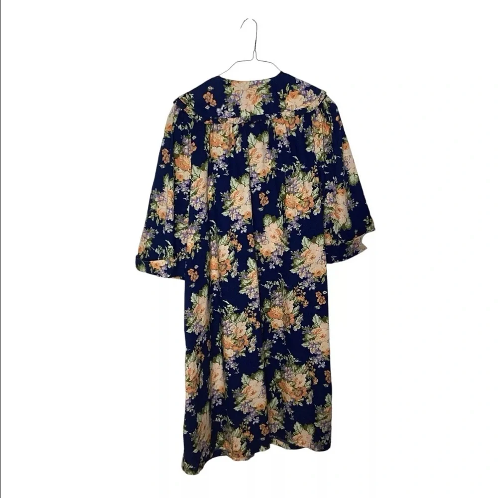 MODELS COAT House Dress Womens 3X Cotton Robe Muumuu Kaftan Pockets Pearl Snaps - Picture 4 of 10